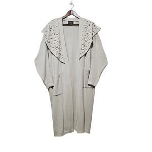 Vintage Focus Duster Cardigan Sweater Women's Size OS Embellished Boho Grunge